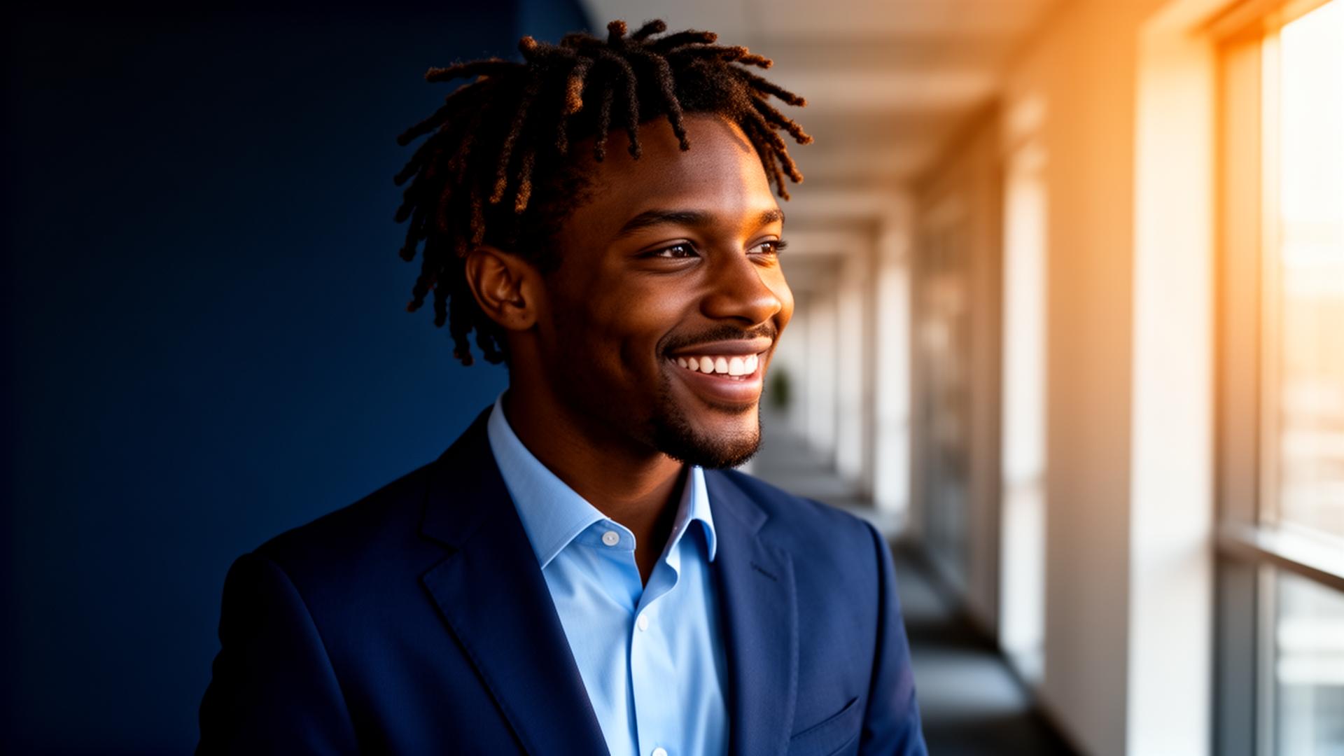 Profissional sorrindo no escritório